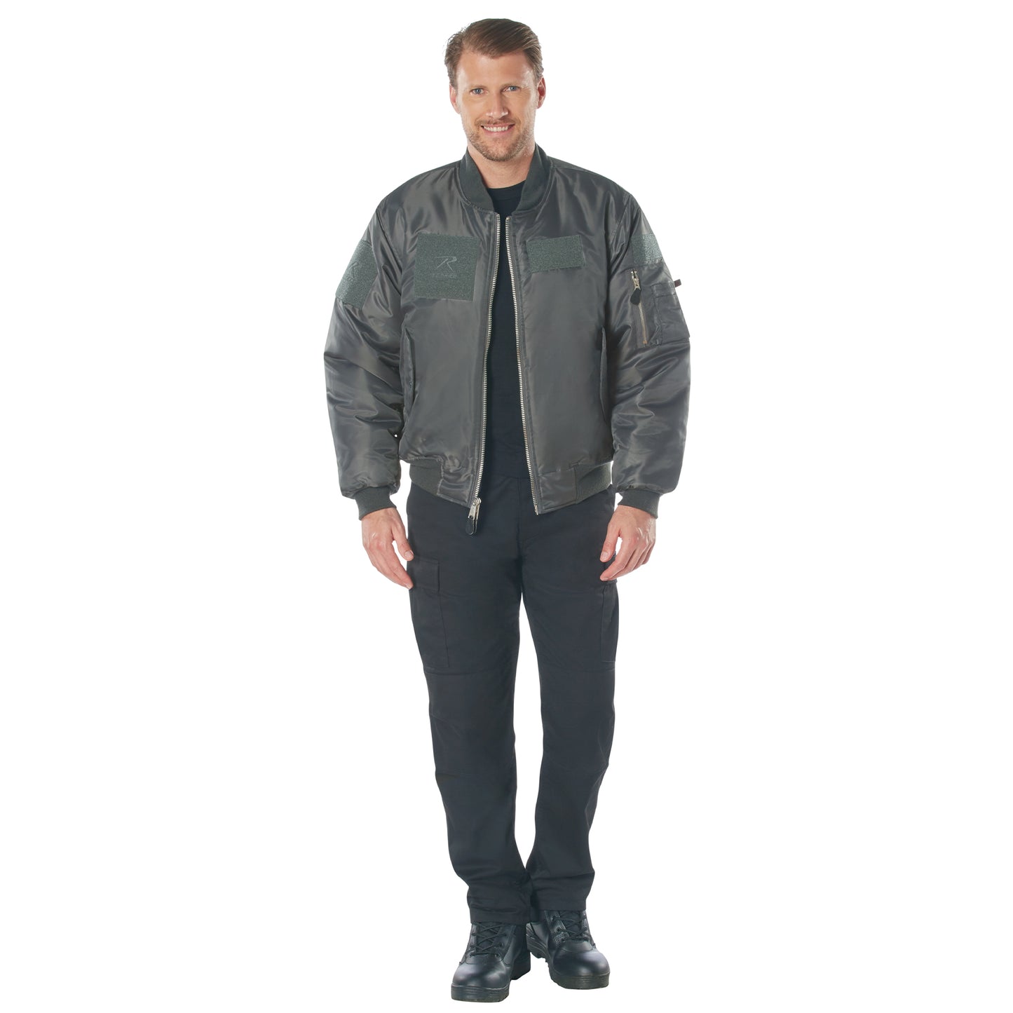 Rothco MA-1 Flight Jacket with Patches - Gunmetal Grey