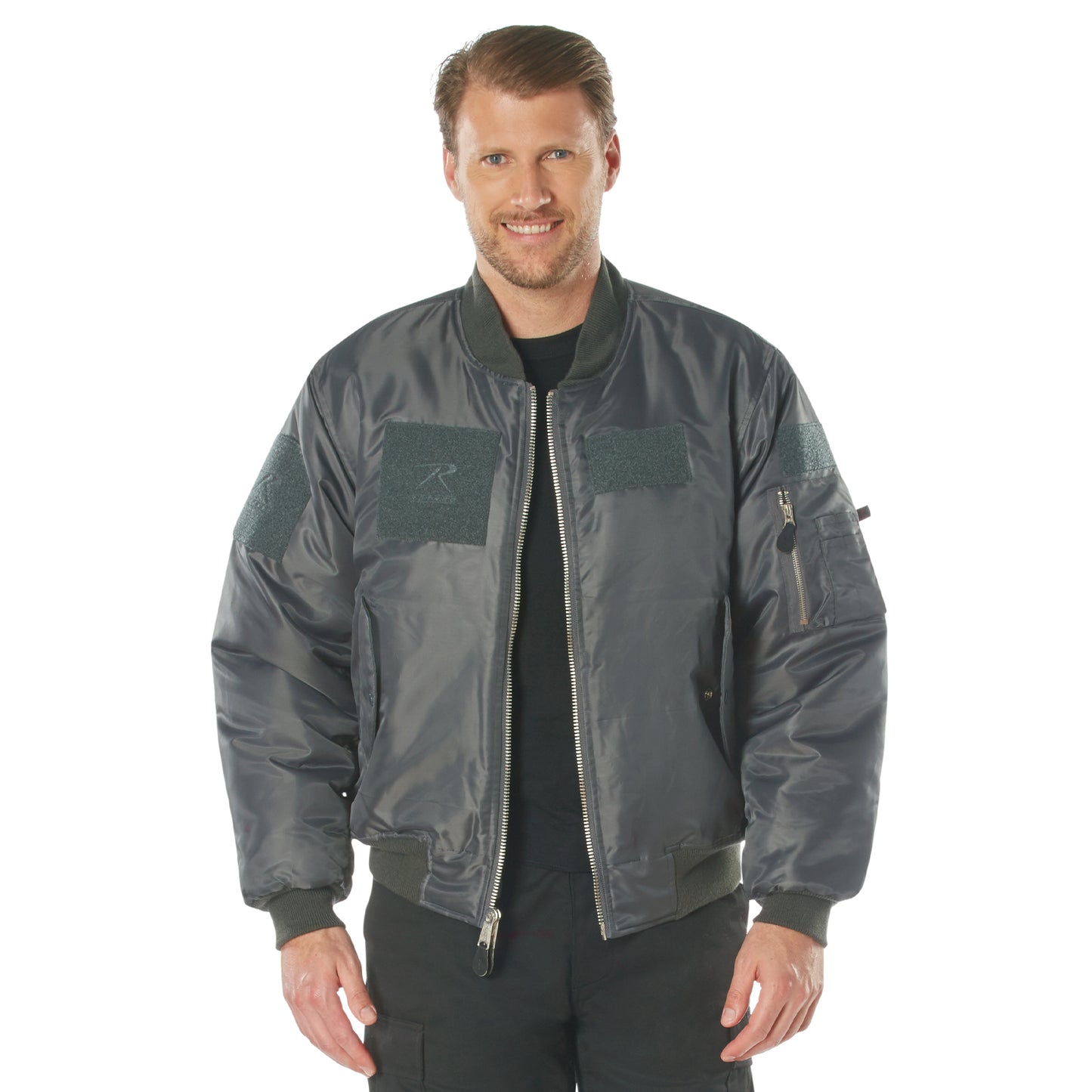 Rothco MA-1 Flight Jacket with Patches - Gunmetal Grey