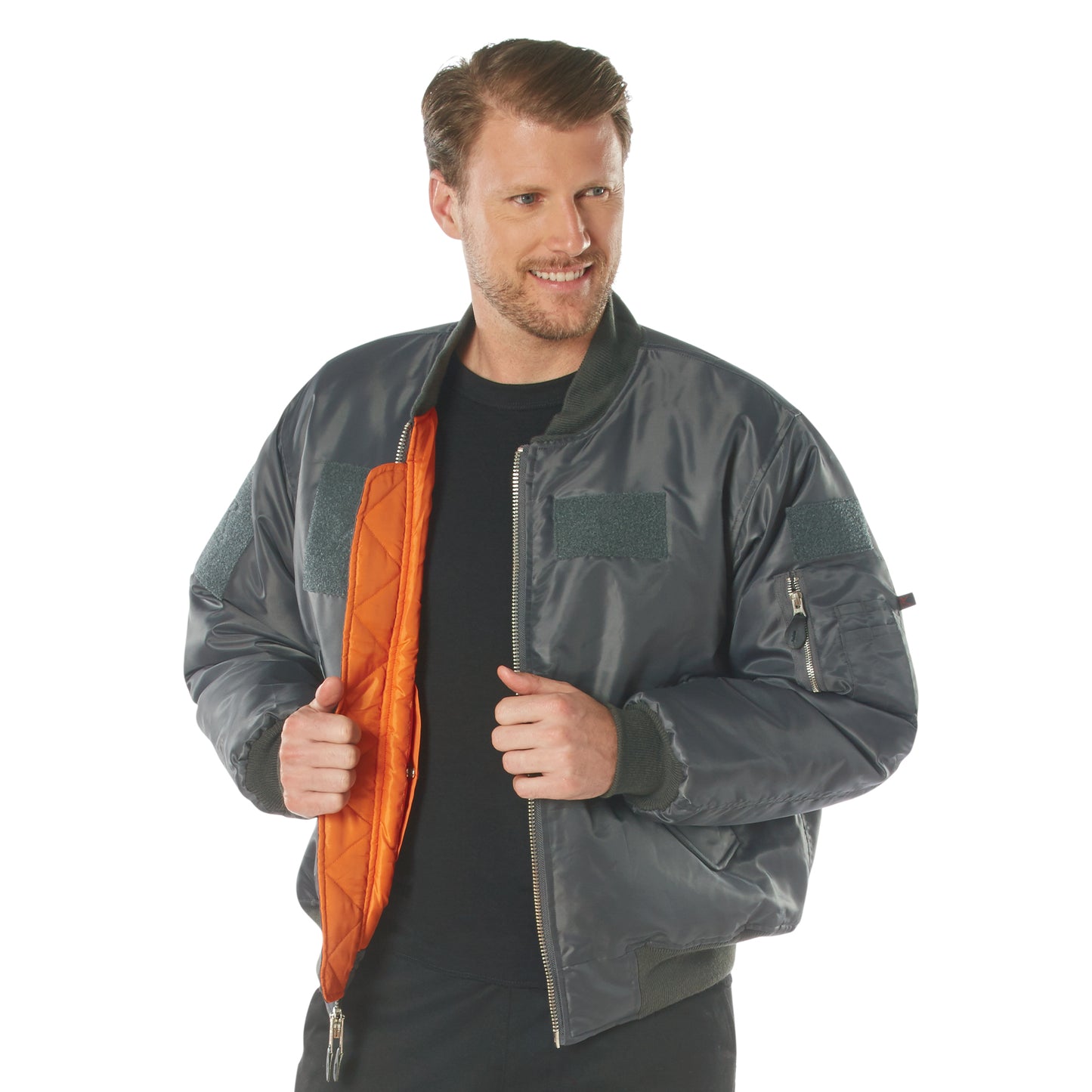 Rothco MA-1 Flight Jacket with Patches - Gunmetal Grey