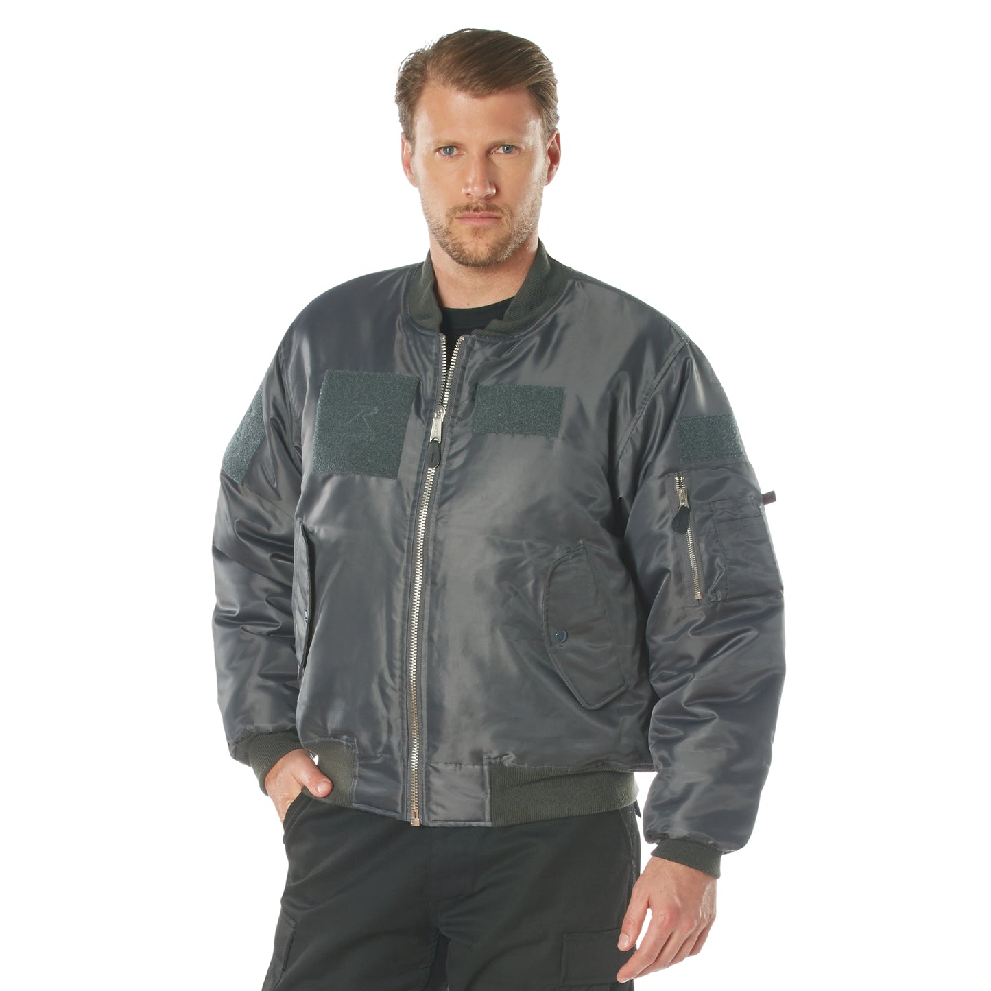 Rothco MA-1 Flight Jacket with Patches - Gunmetal Grey