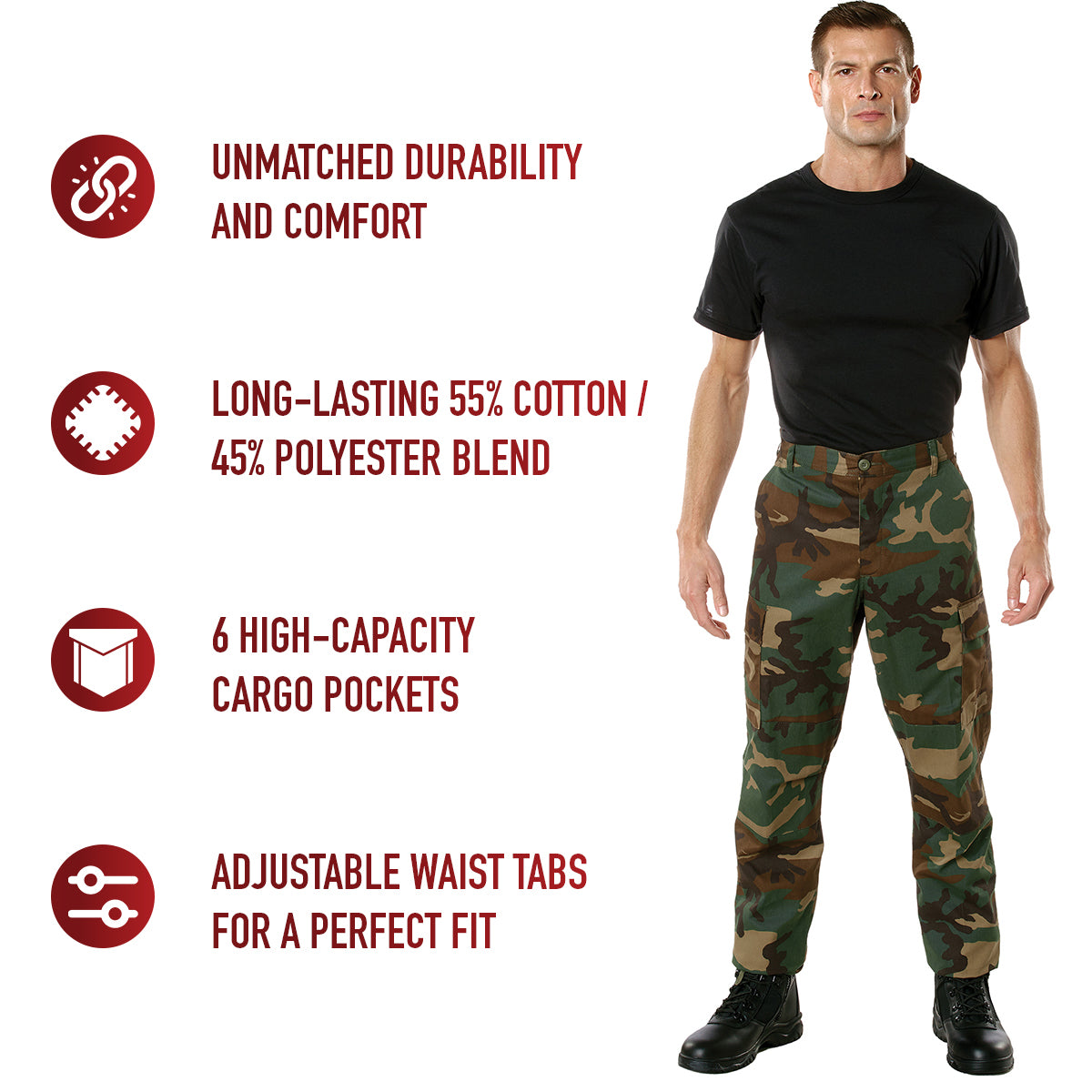 Rothco Camo Tactical BDU Pants - Woodland Camo