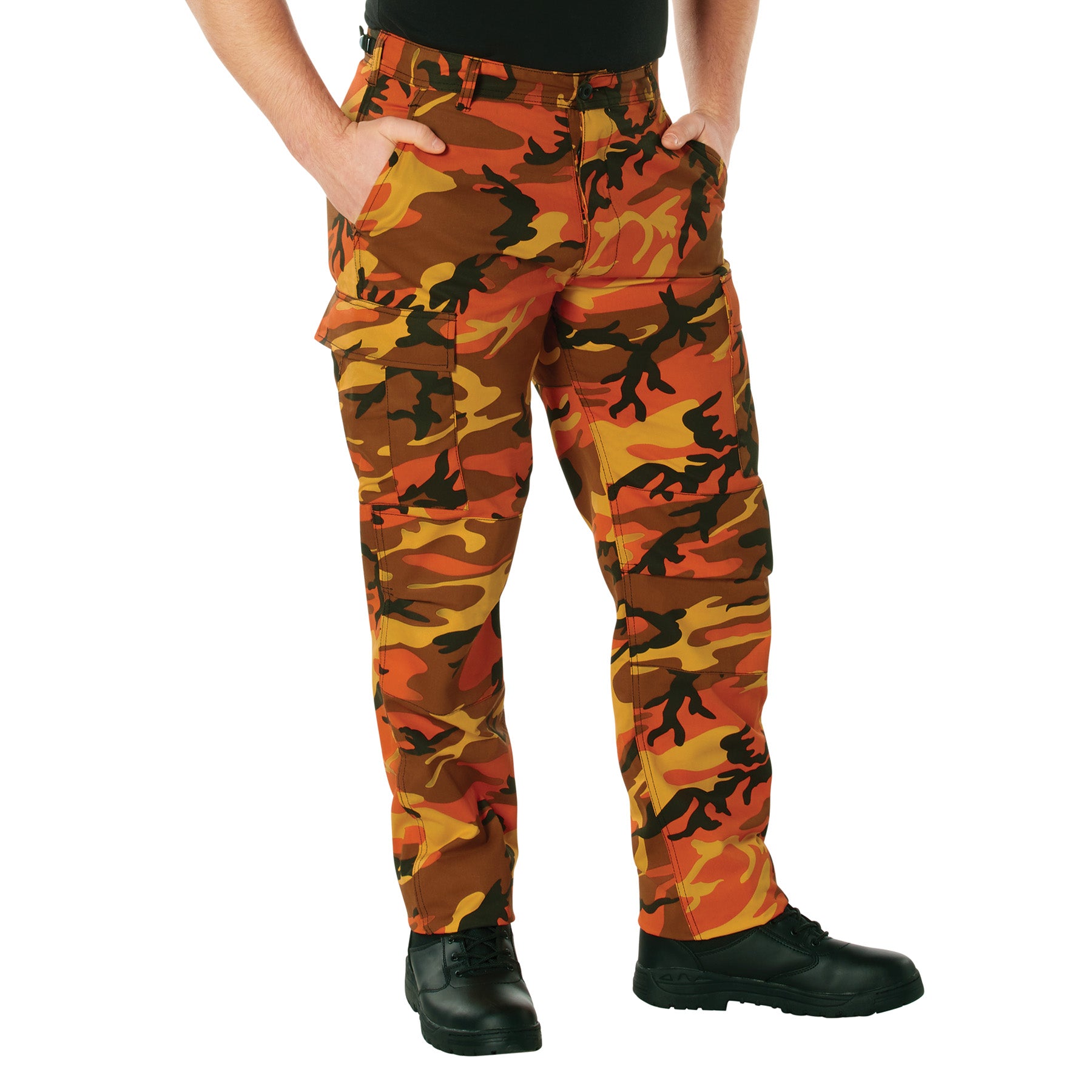 ERTUTUYI Mens Slim Midwaist Laceup Casual Pants Camouflage Sports Trousers  Orange M  Walmartcom