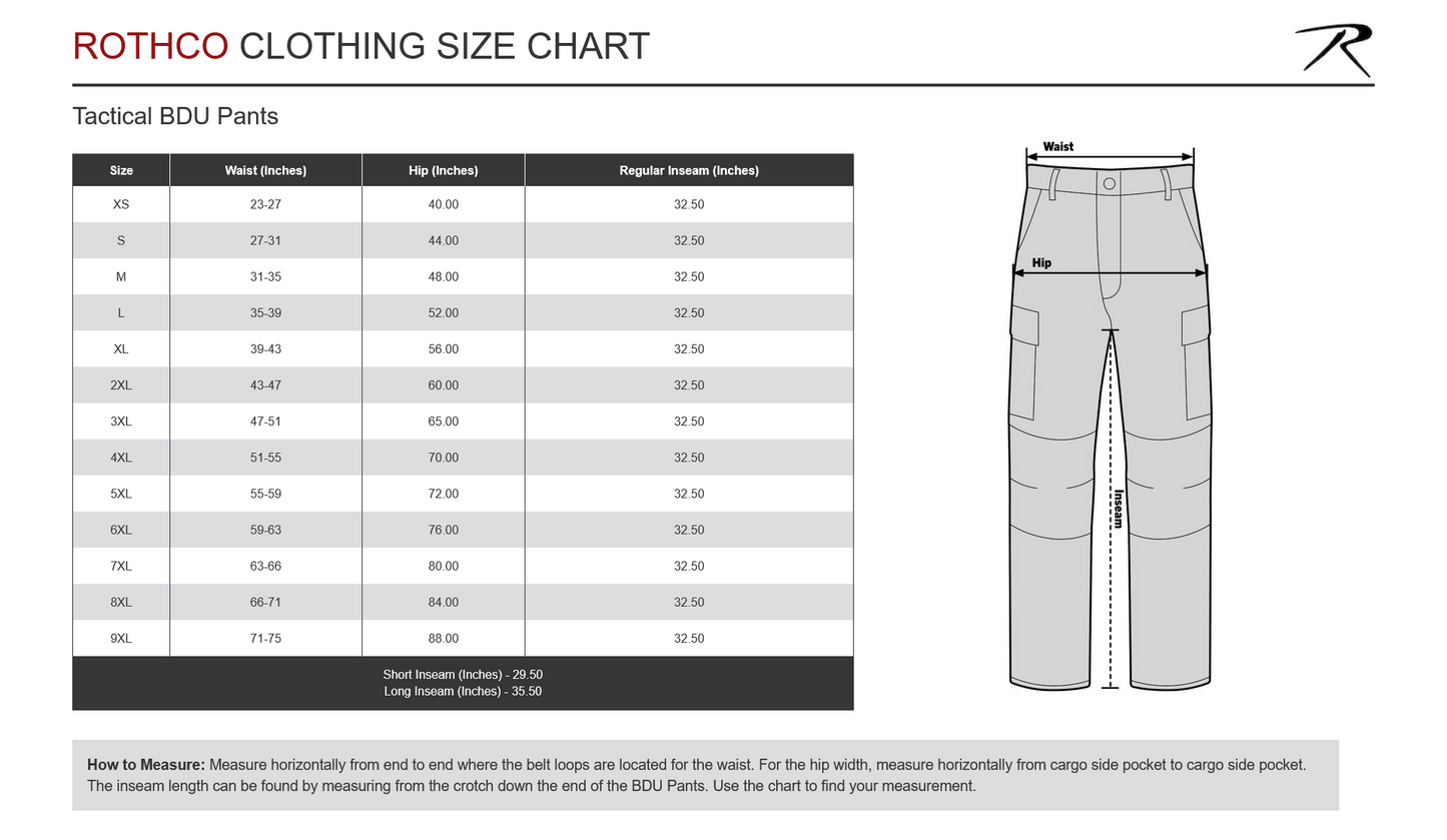 Rothco Camo Tactical BDU Pants - Woodland Camo