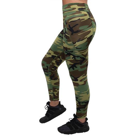 Rothco Womens Workout Performance Camo Leggings With Pockets - Woodland Camo