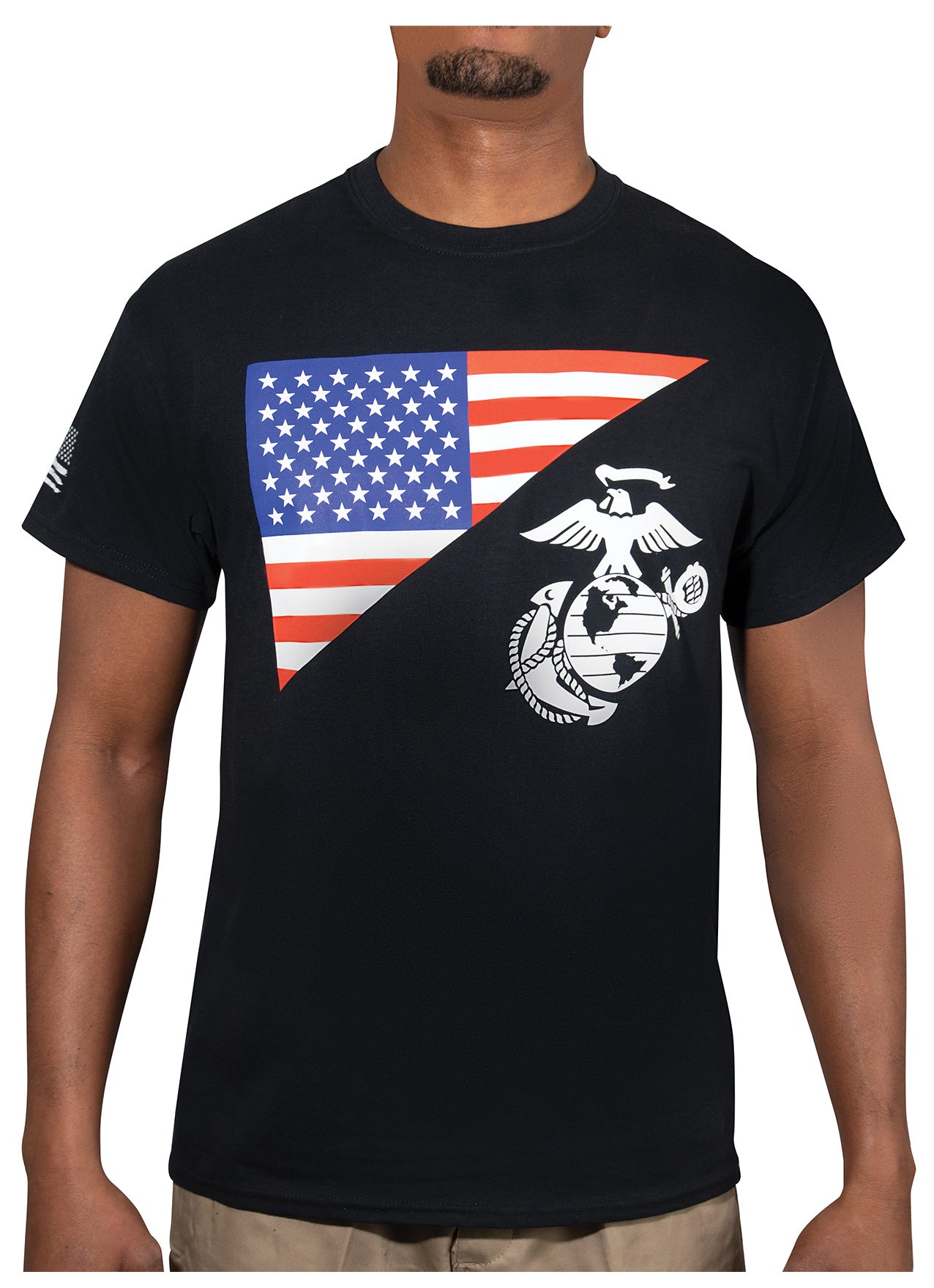 Rothco US Flag/USMC Eagle， Globe， ＆ Anchor T Shirt， Coyote