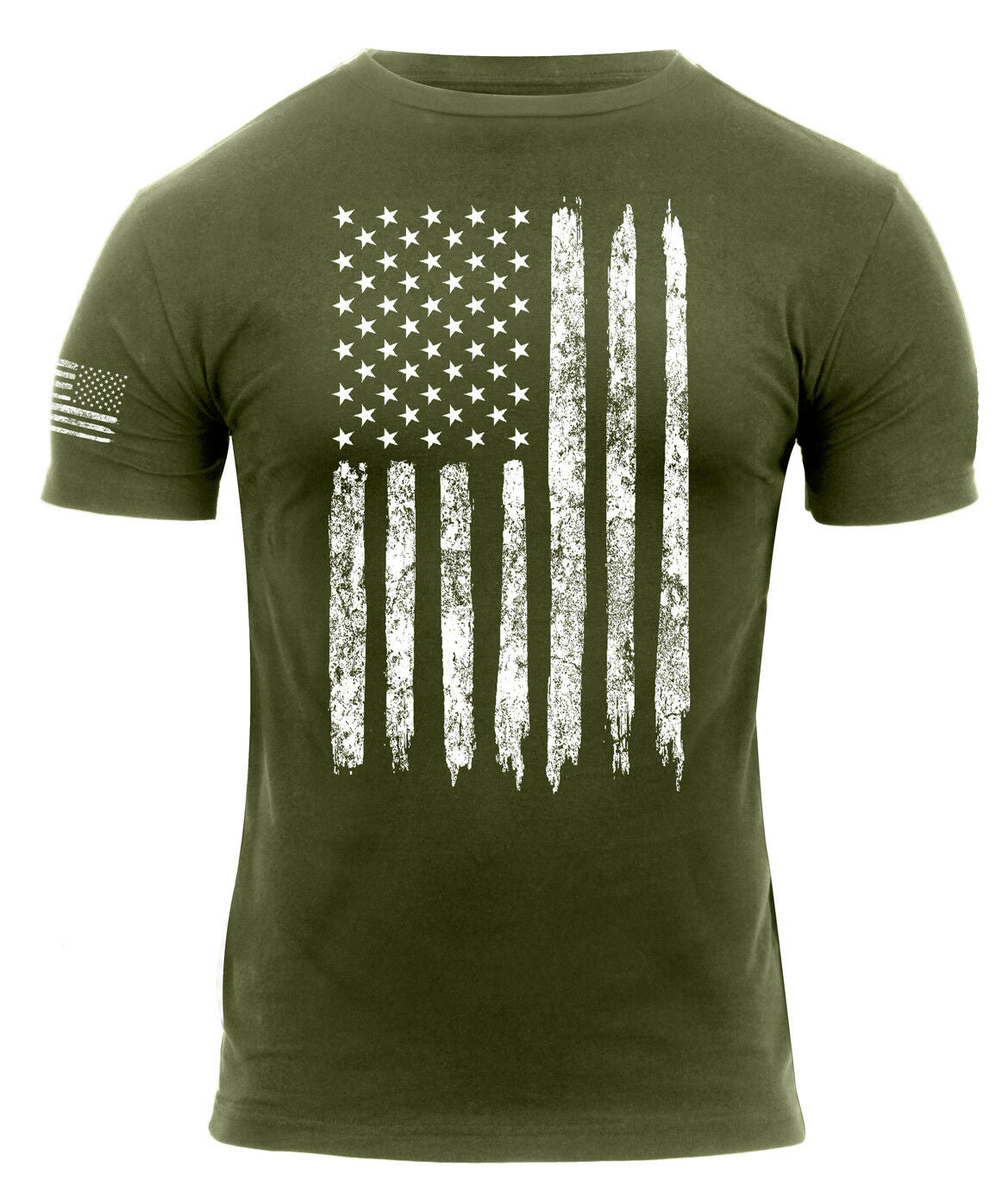 Rothco Distressed US Flag Athletic Fit T-Shirt - Olive Drab Green