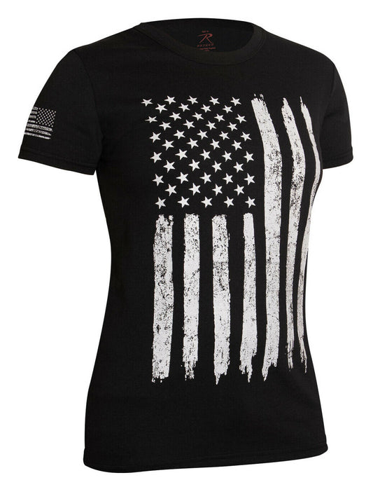 Rothco Womens Distressed US Flag Long T-Shirt